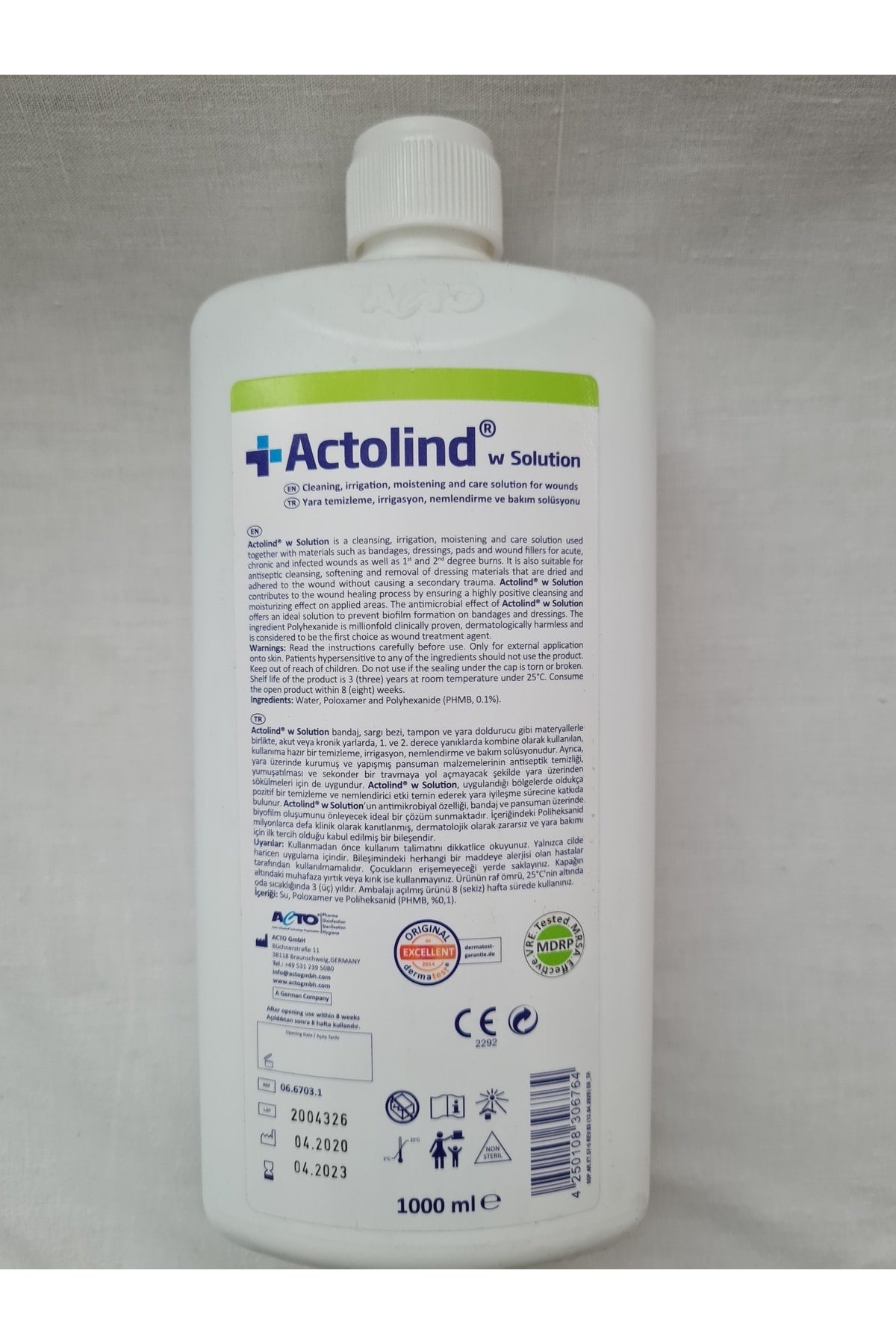 Actolind W Solution Yara Bakım Solüsyonu 1000 ml
