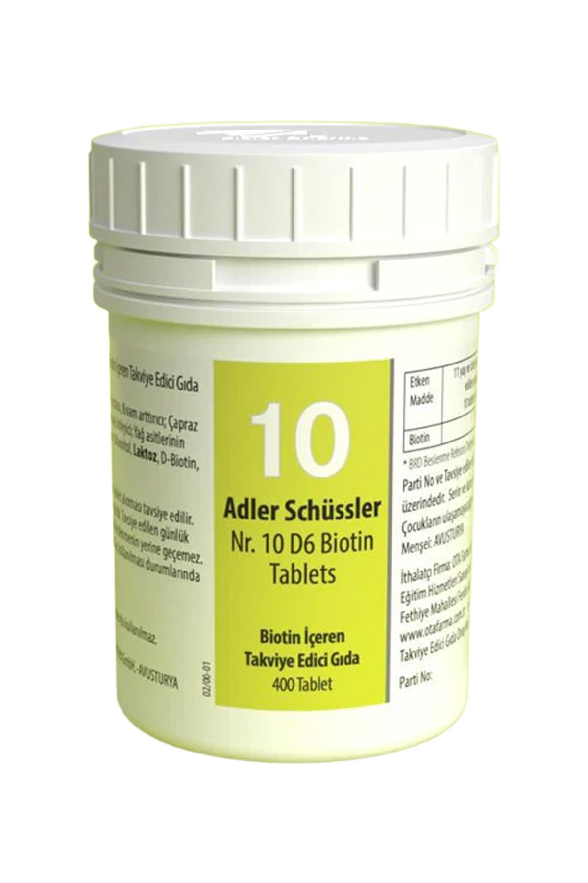 Adler Schüssler Tuzları No: 10 - D6 Biotin 400 Tablet
