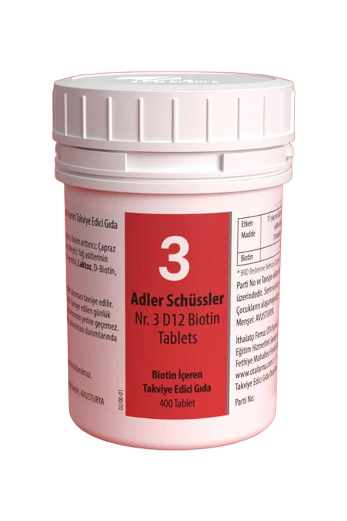 Adler Schüssler Tuzları No: 3 - D6 Biotin 400 Tablet