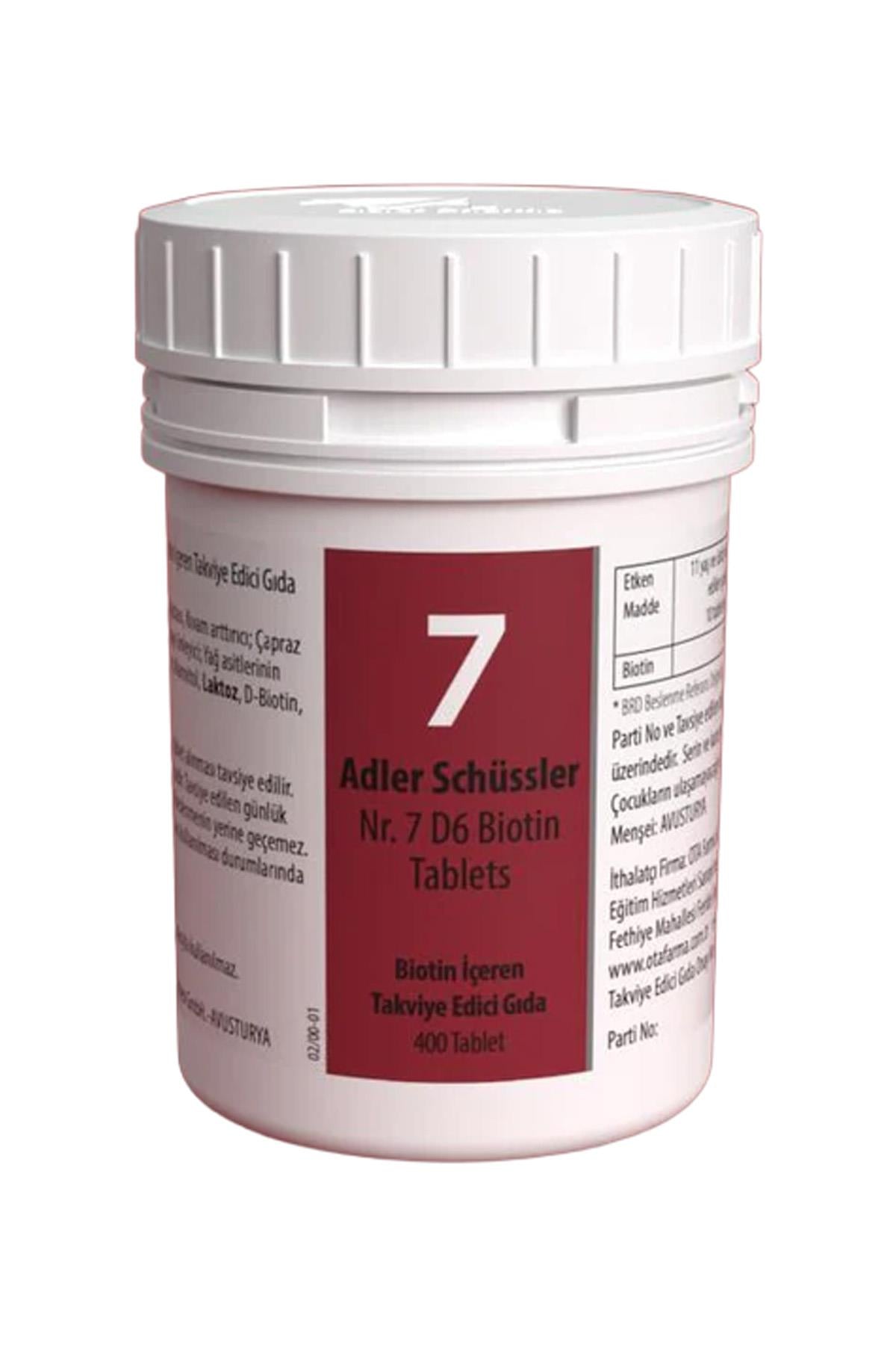 Adler Schüssler Tuzları No: 7 - D6 Biotin 400 Tablet
