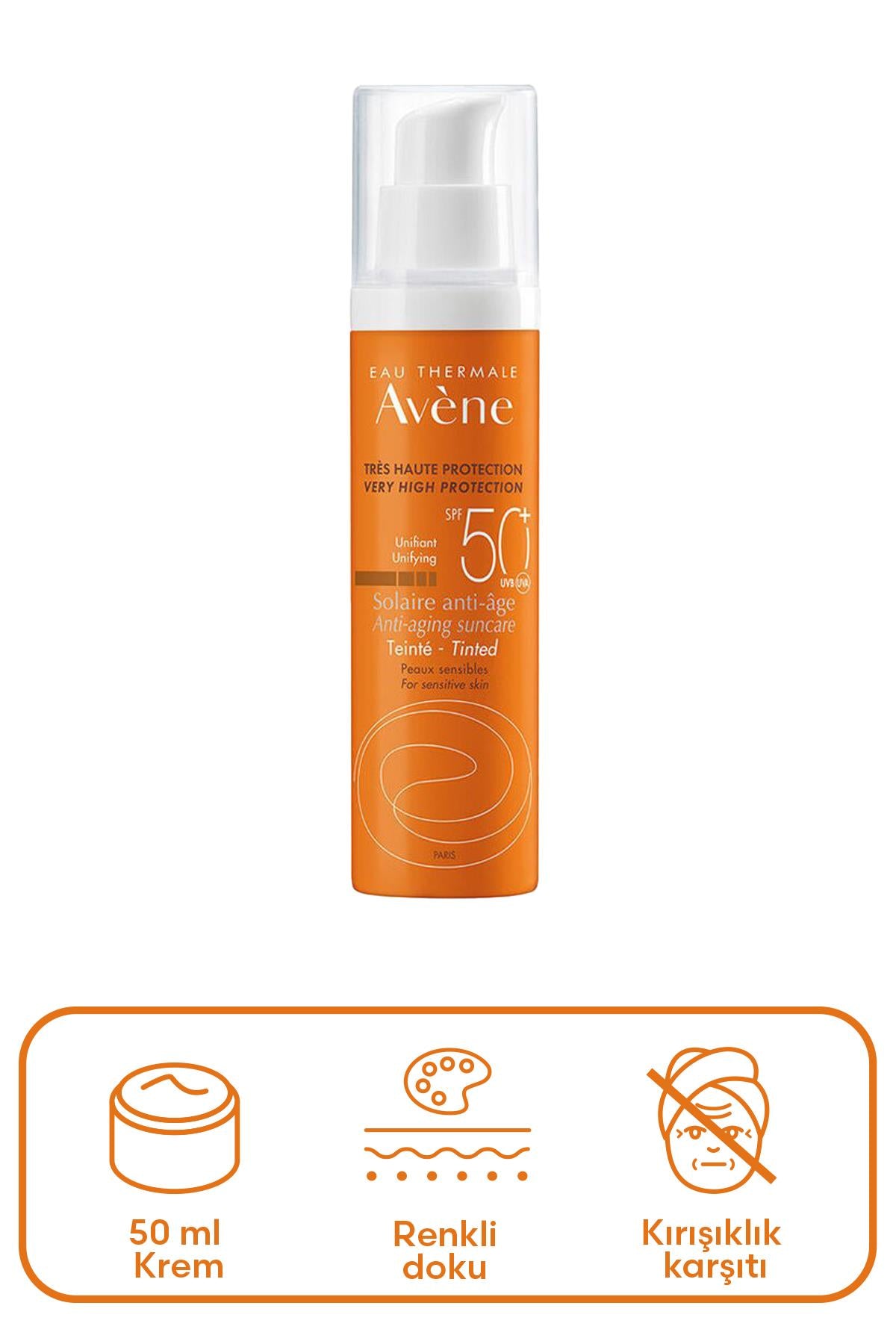 Avene Solaire Anti-age SPF50+ Yaşlanma Karşıtı Renkli Güneş Koruyucu 50 ml