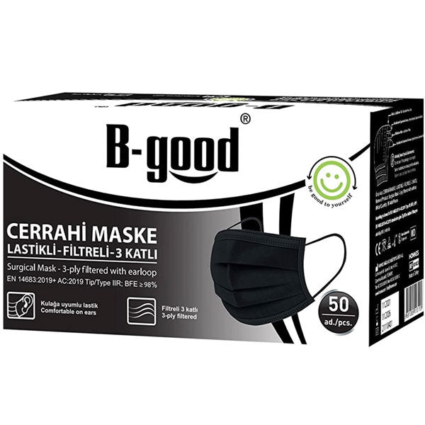 B Good Cerrahi Maske Dökme 50 Adet Siyah