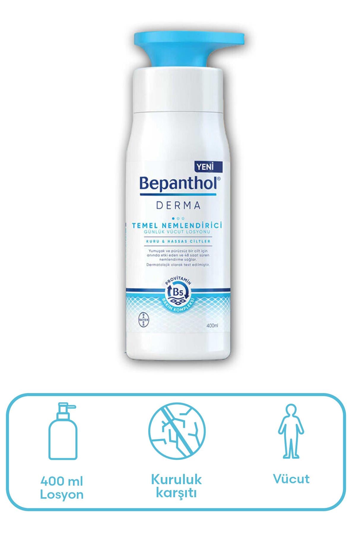 Bepanthol Derma Temel Nemlendirici Kuru Hassas Ciltler Losyon 400 ml