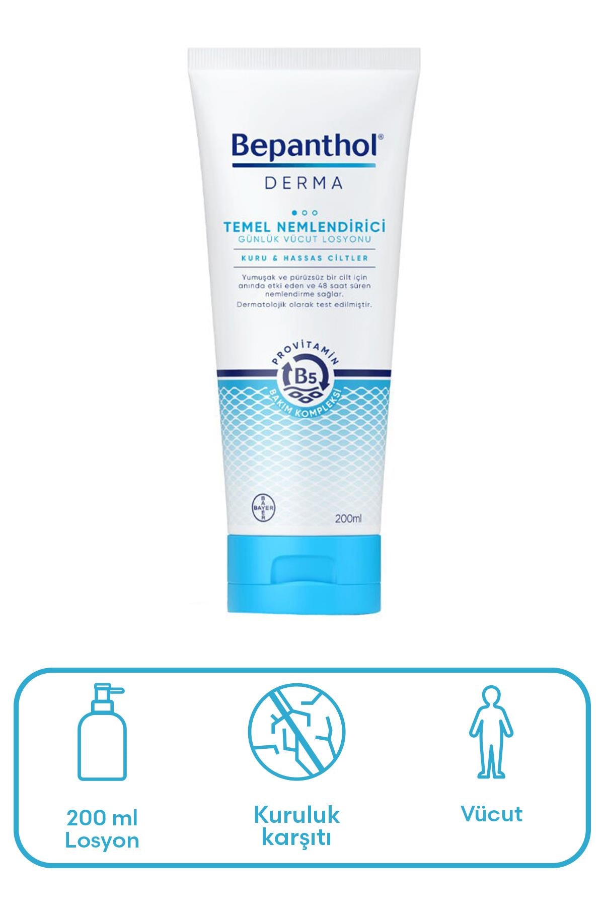Bepanthol Derma Temel Nemlendirici Kuru Hassas Ciltler Losyon 200 ml