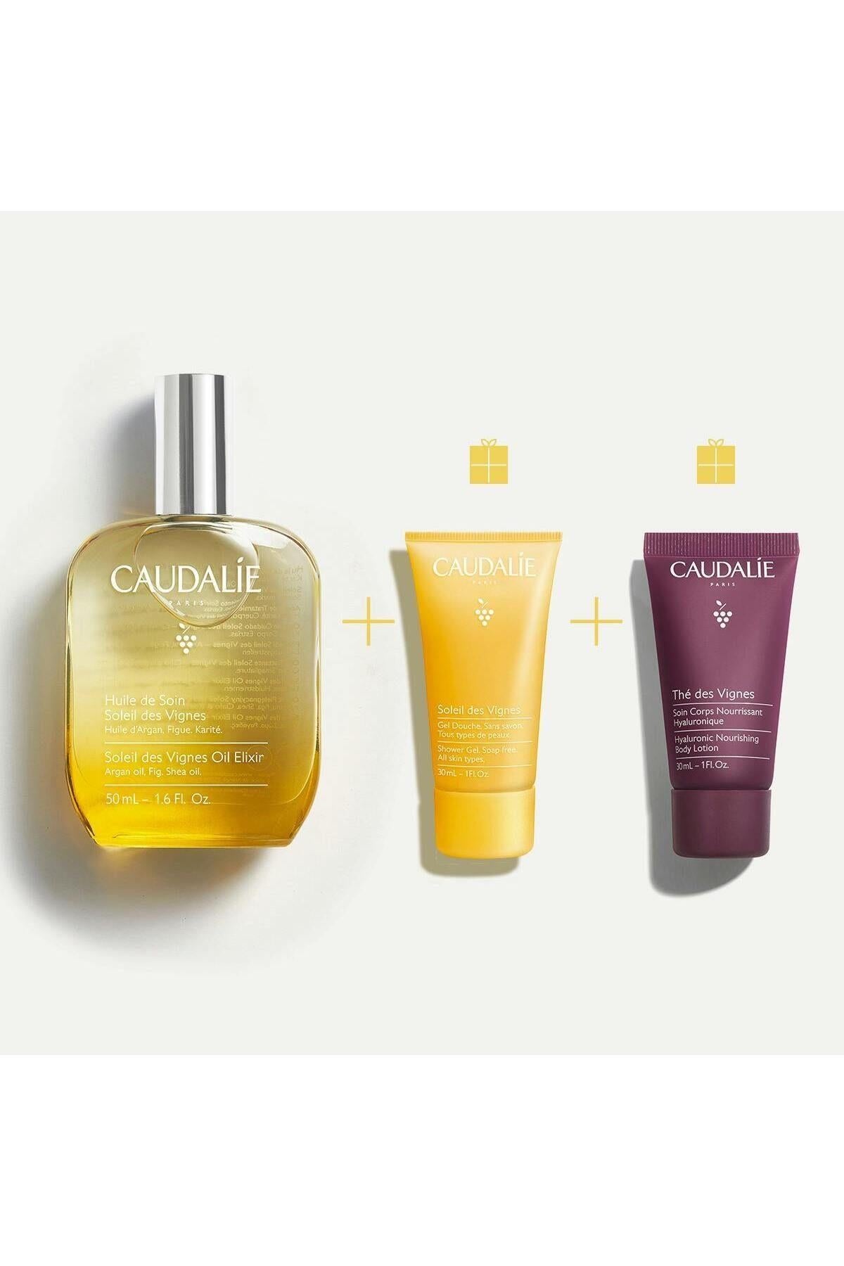 Caudalie Soleil des Vignes Elixir Yağ Seti-Elixir Yağ 50ml+Duş Jeli 30ml+Vücut Losyonu 30ml
