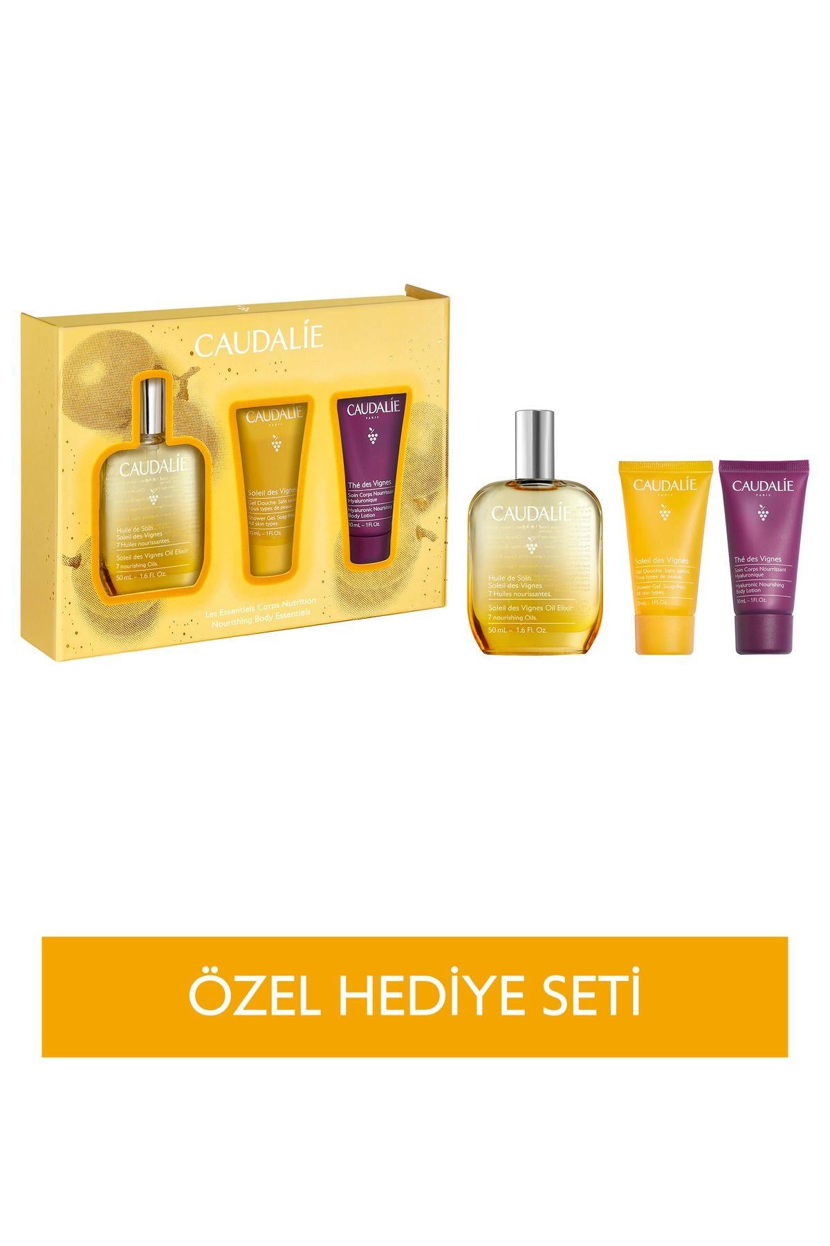 Caudalie Soleil des Vignes Elixir Yağ Seti-Elixir Yağ 50ml+Duş Jeli 30ml+Vücut Losyonu 30ml