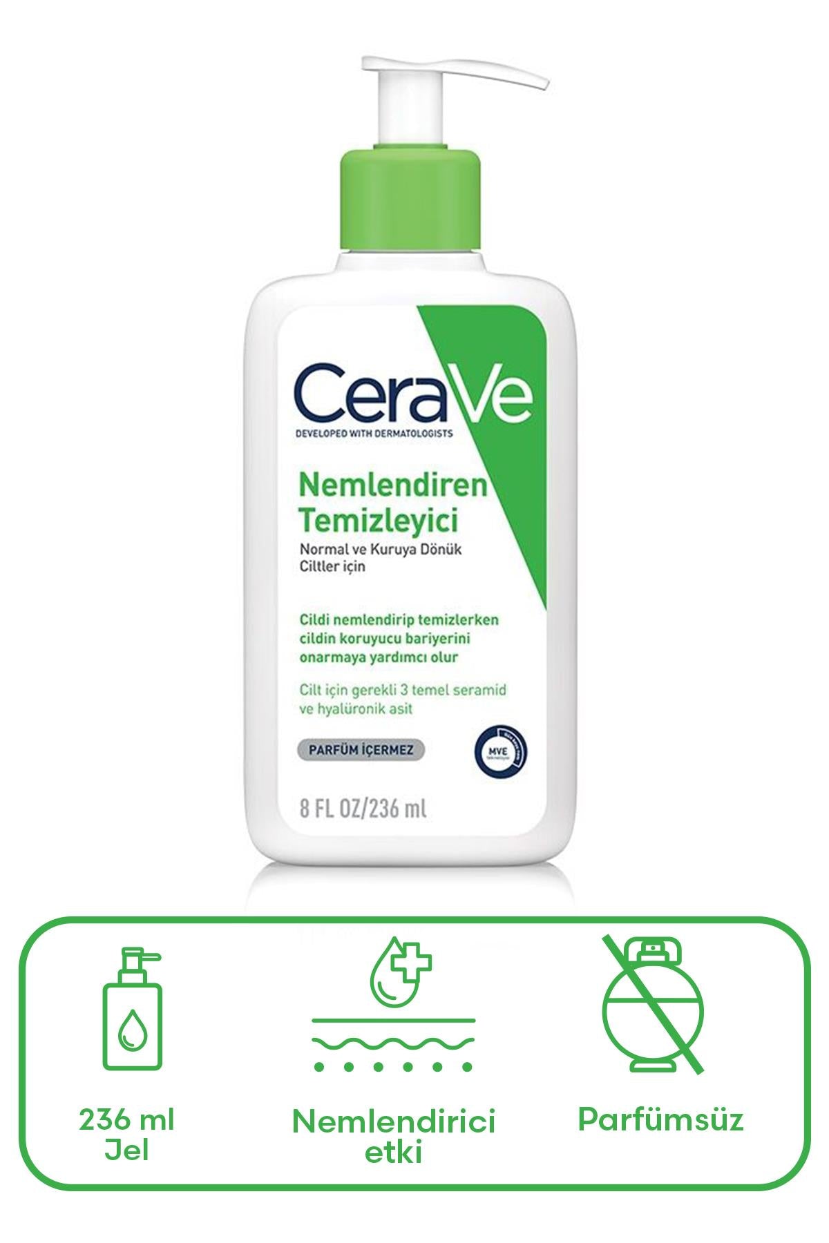 Cerave Normal Ve Kuru Ciltler İçin Nemlendiren Temizleyici 236 ml