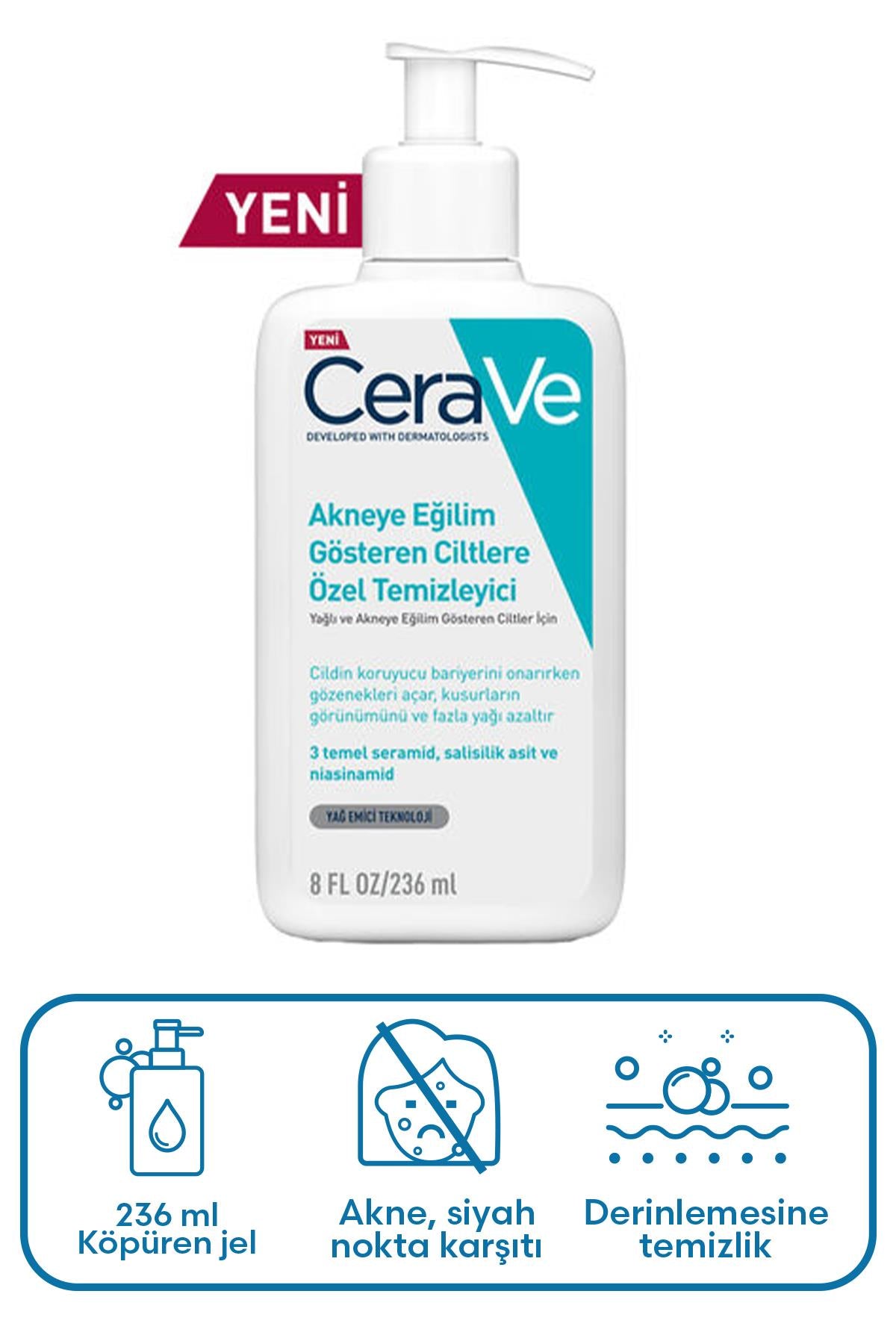 Cerave Yağlı ve Düzensiz Ciltler için Yıkama Jeli 236 ml