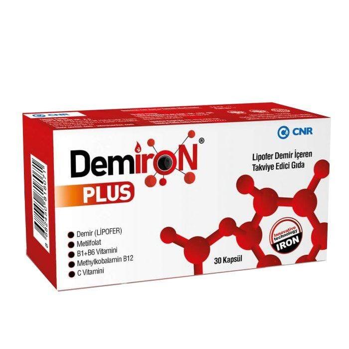 Demiron Plus Lipofer Demir İçeren Takviye Edici Gıda 30 Kapsül
