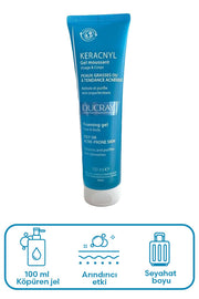 Ducray Keracnyl Yağlı ve Düzensiz Ciltler için Temizleme Jeli 100 ml
