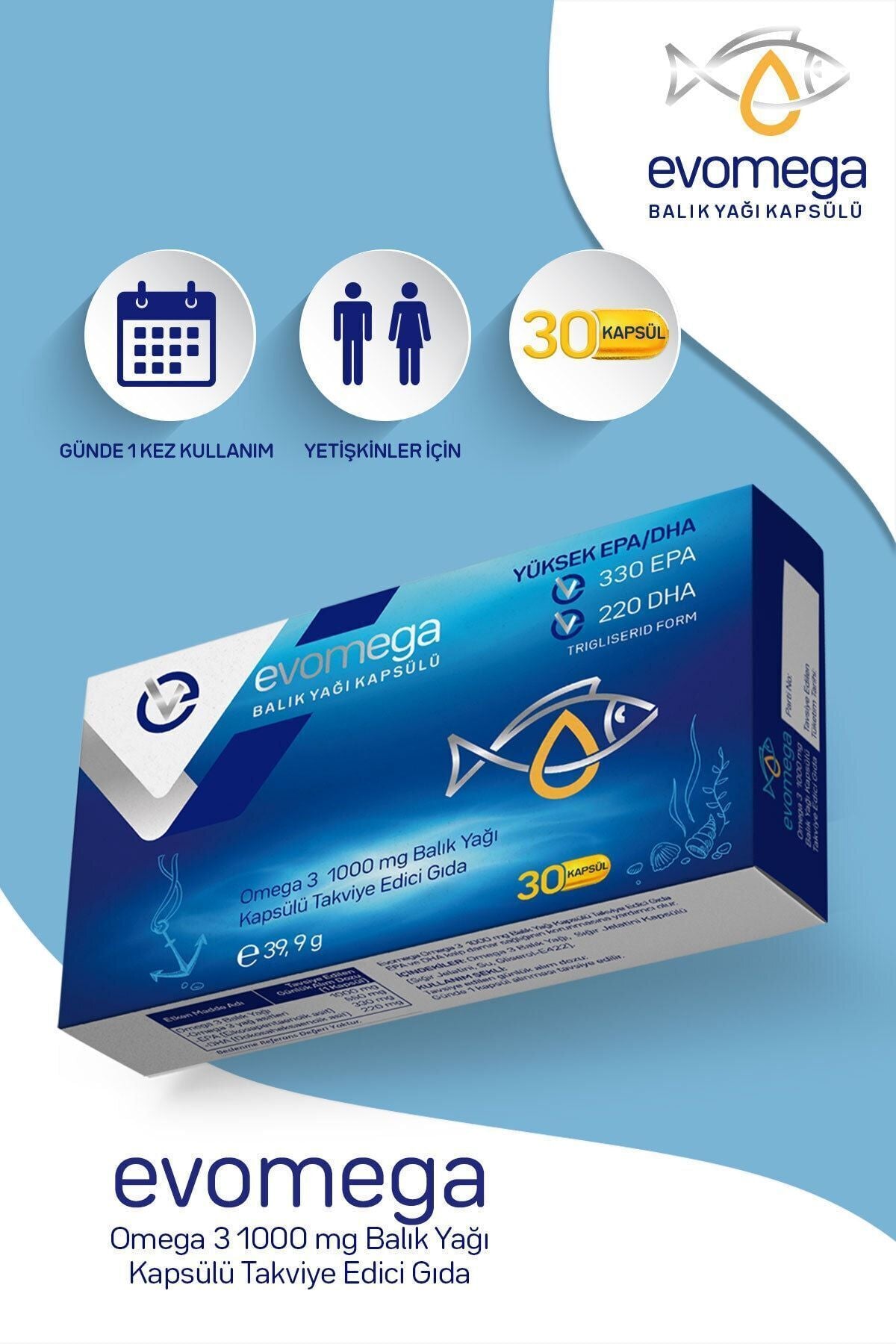 Evomega Omega 3 Balık Yağı 30 Kapsül