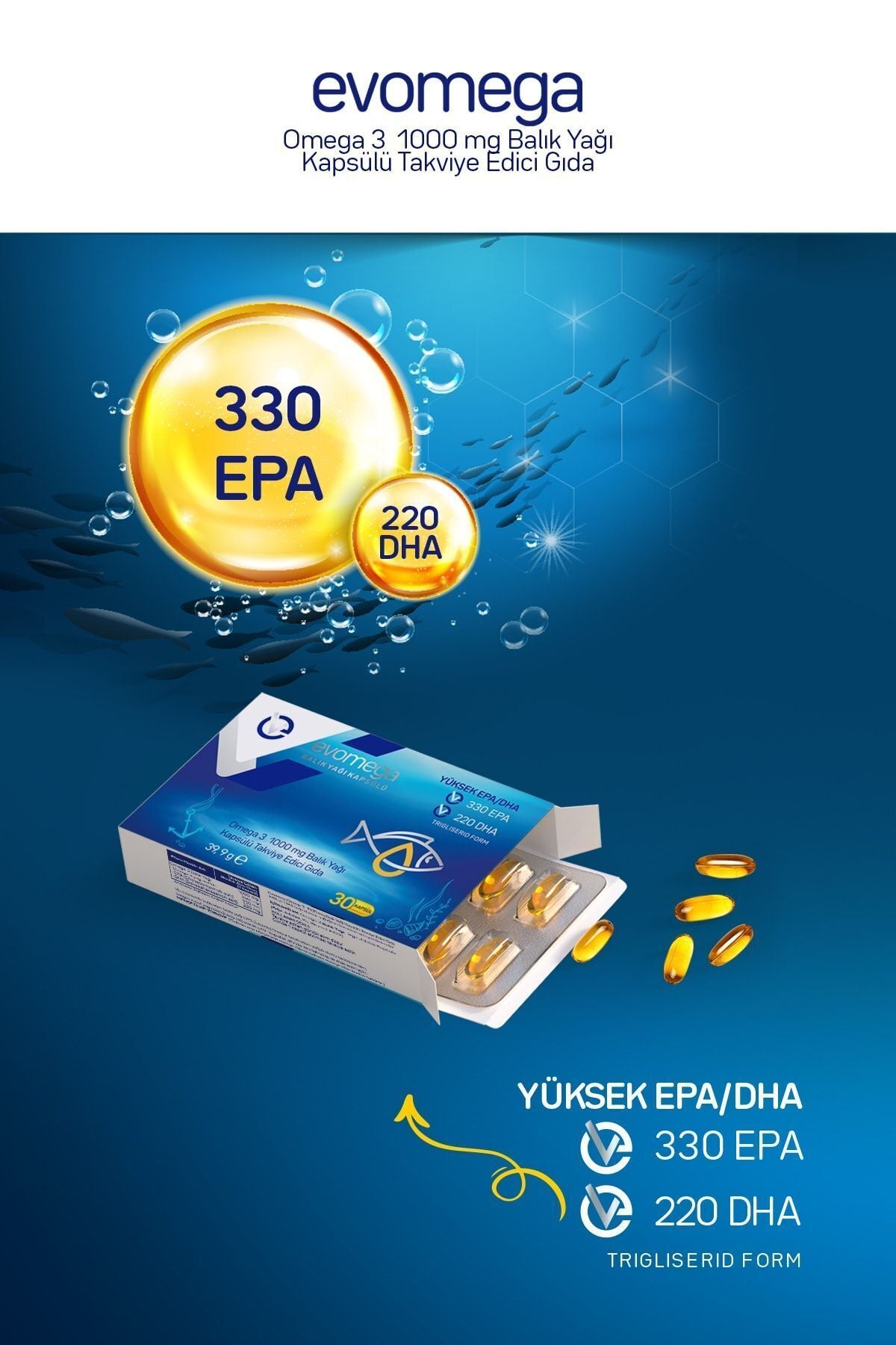 Evomega Omega 3 Balık Yağı 30 Kapsül