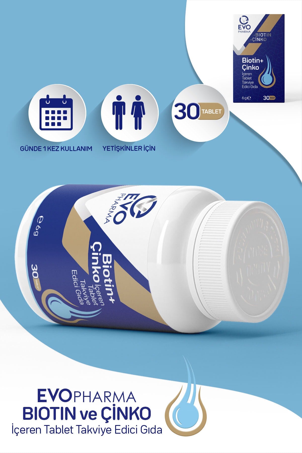 EvoPharma Biotin Çinko 30 Tablet