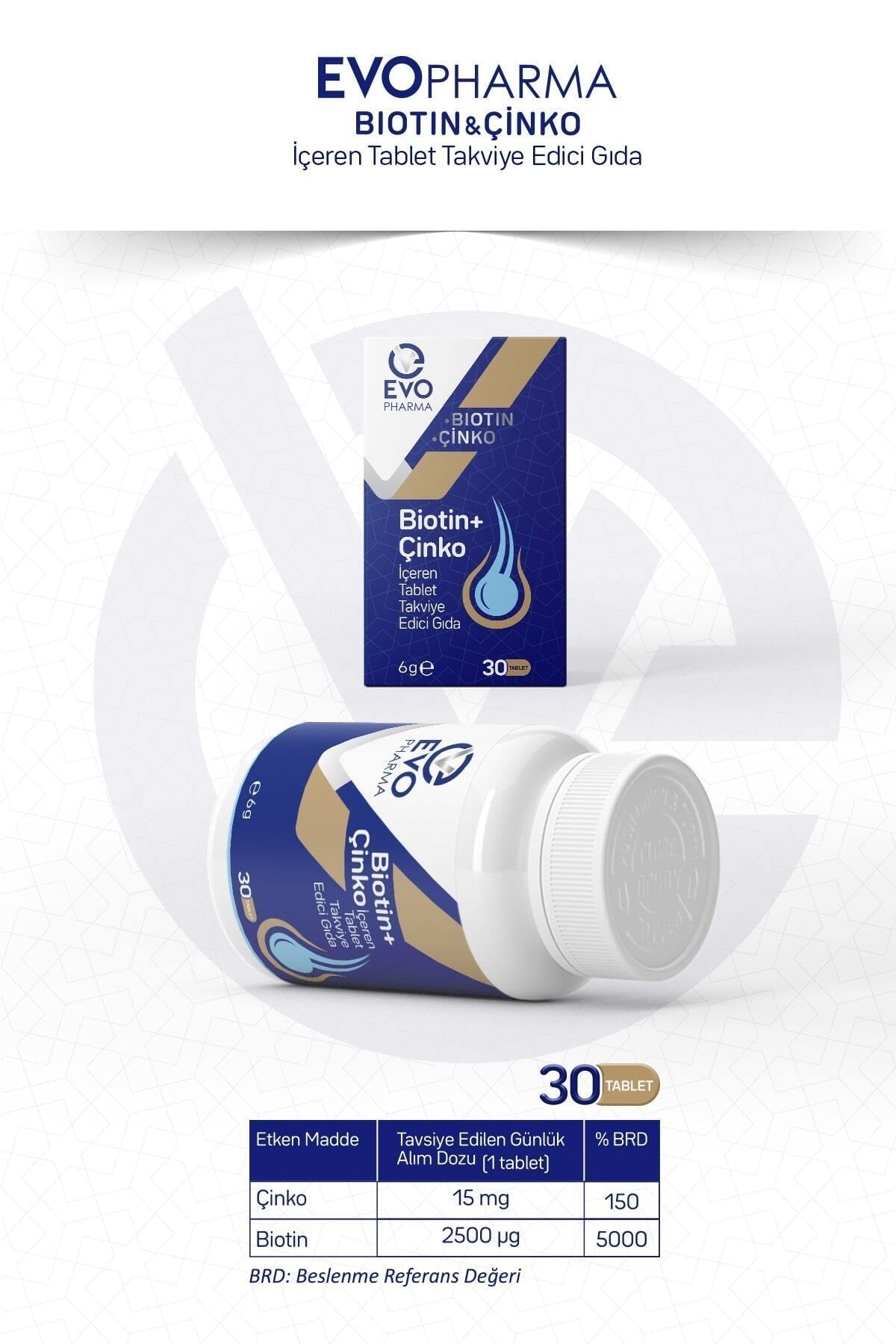EvoPharma Biotin Çinko 30 Tablet