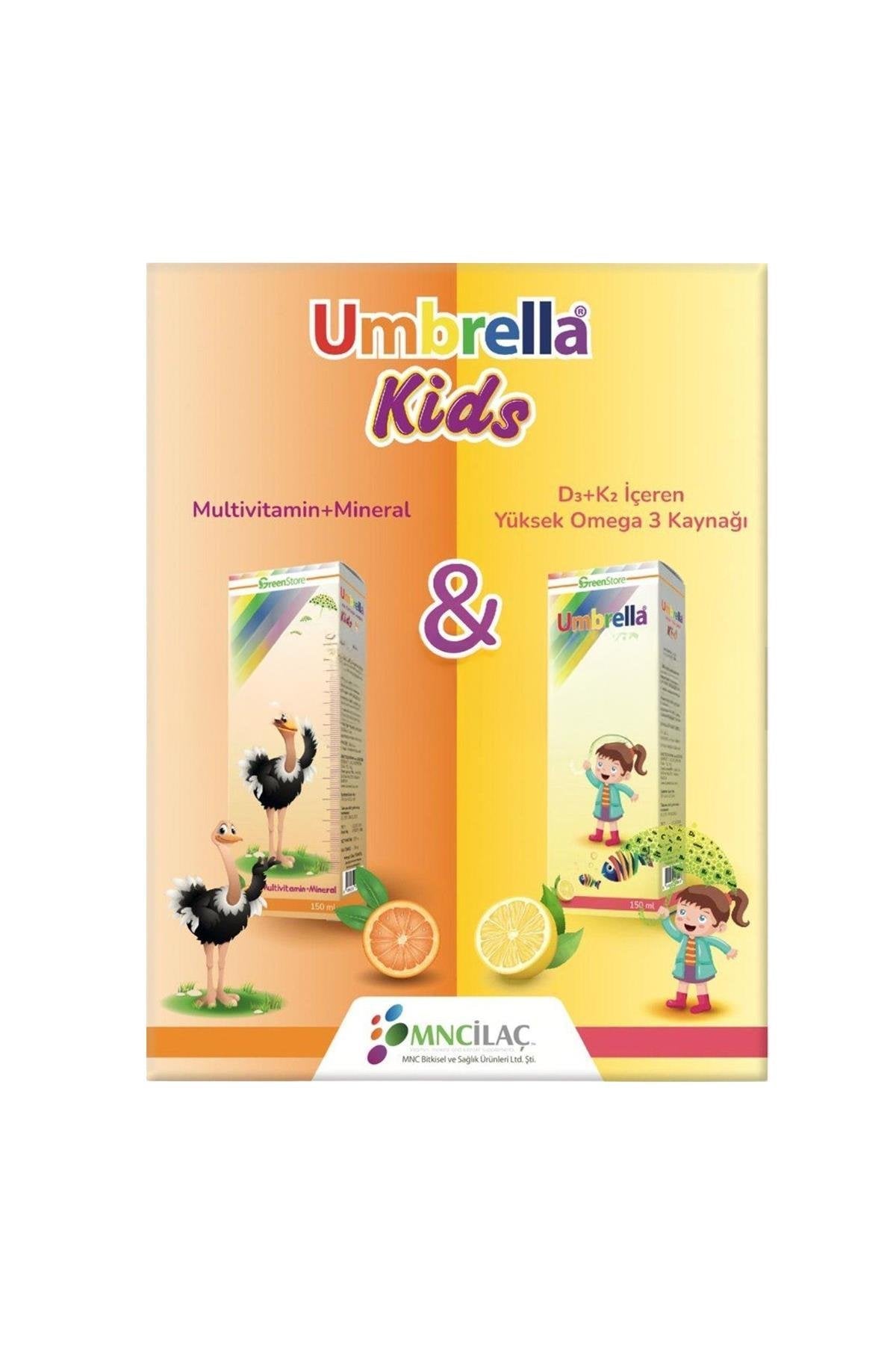 Green Store Umbrella Kids Multivitamin 150 ml + Omega-3 Şurup 150 ml