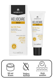 Heliocare 360 Yağsız SPF+50 Jel Güneş Koruyucu 50 ml