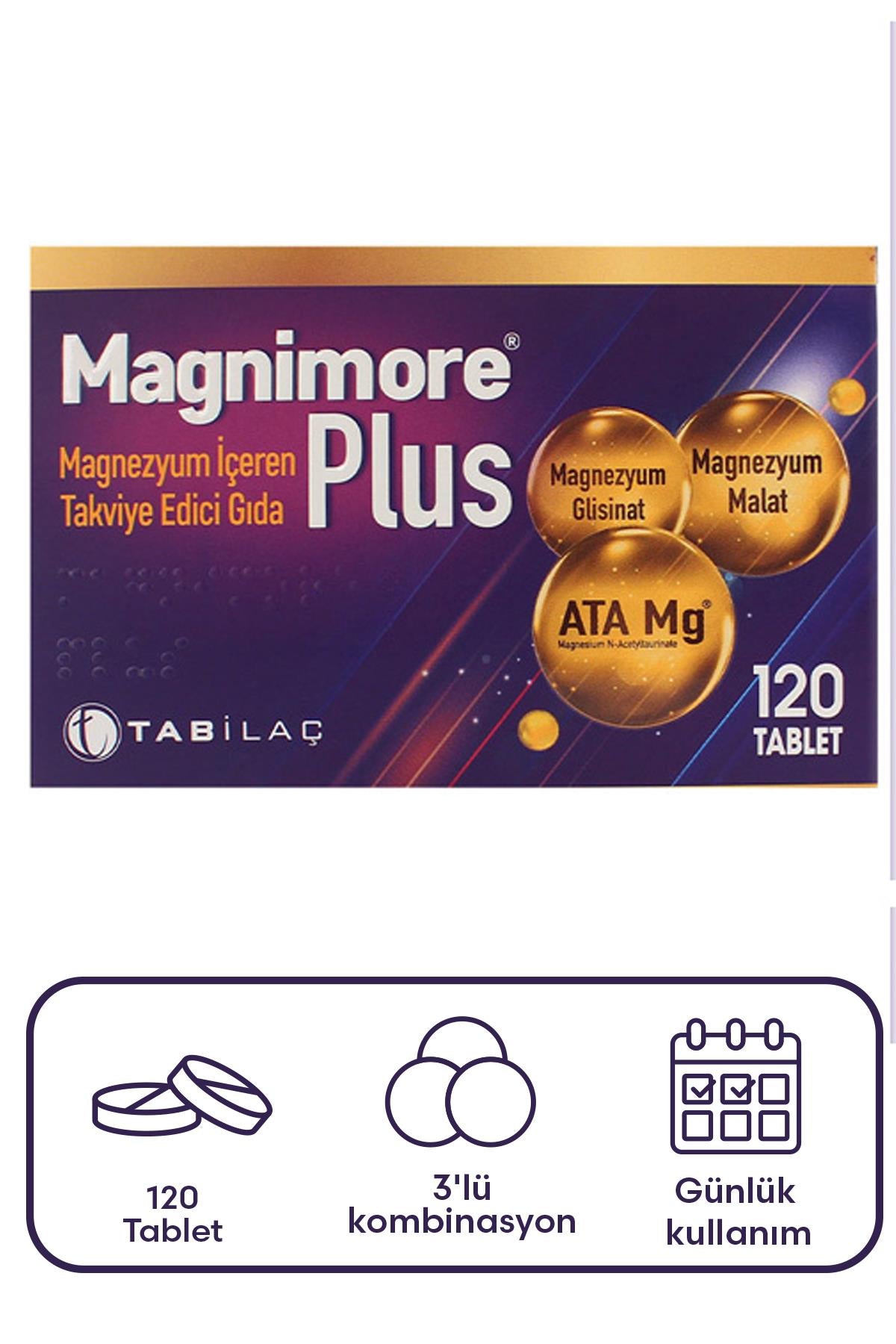 Magnimore Plus Magnezyum İçeren Takviye Edici Gıda 120 Tablet