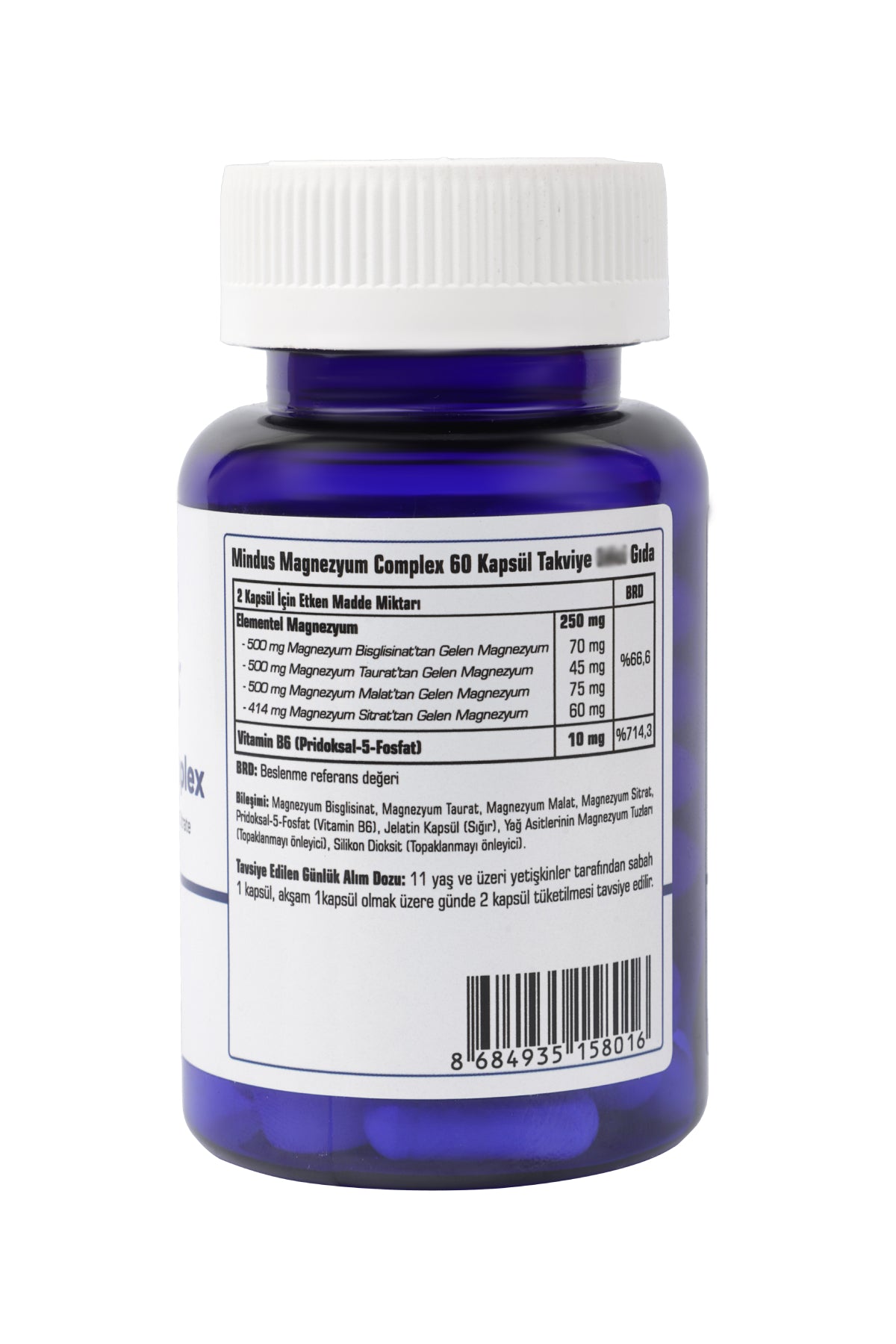 Mindus Magnezyum Complex B6 Vitamin 60 Kapsül