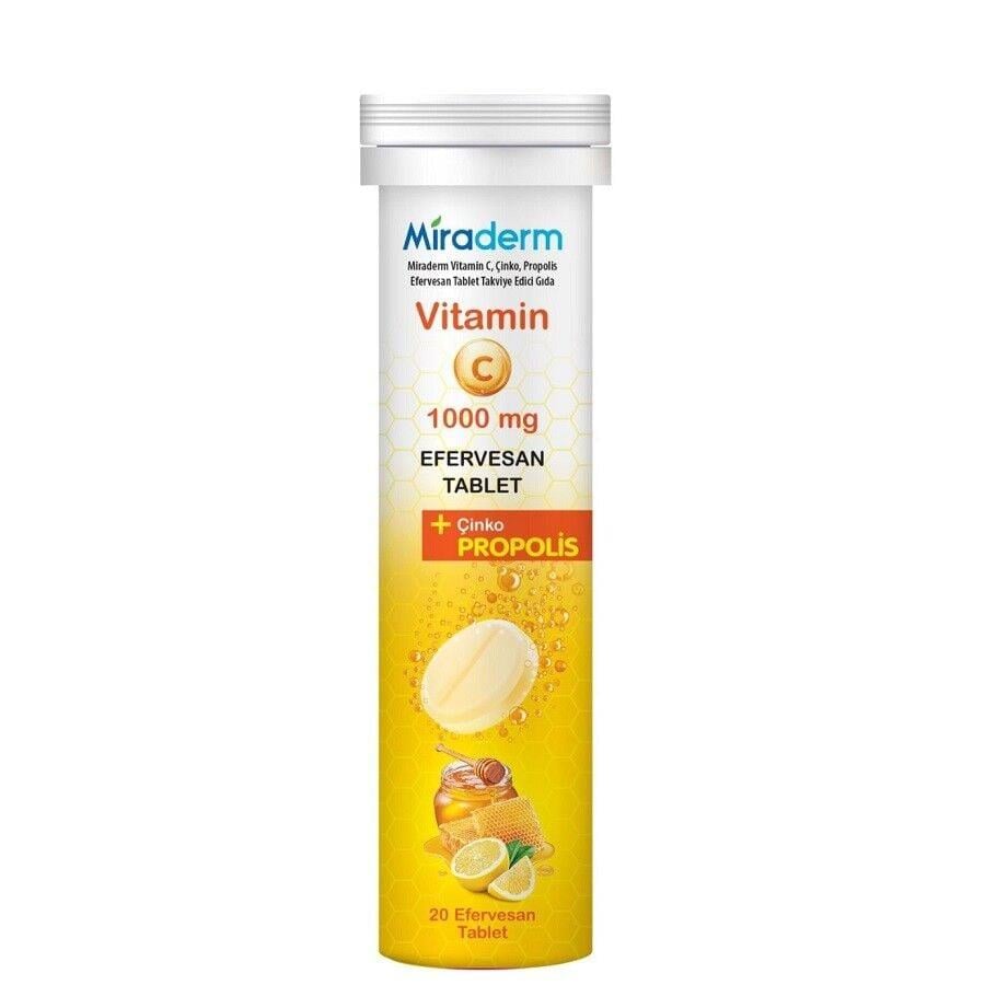 Miraderm Propolis Vitamin C Çinko 20 Efervesan Tablet