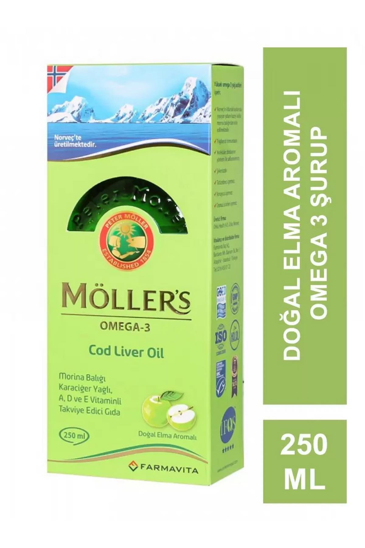 Mollers Omega 3 Balık Yağı Sıvı Formu 250 ml Elmalı