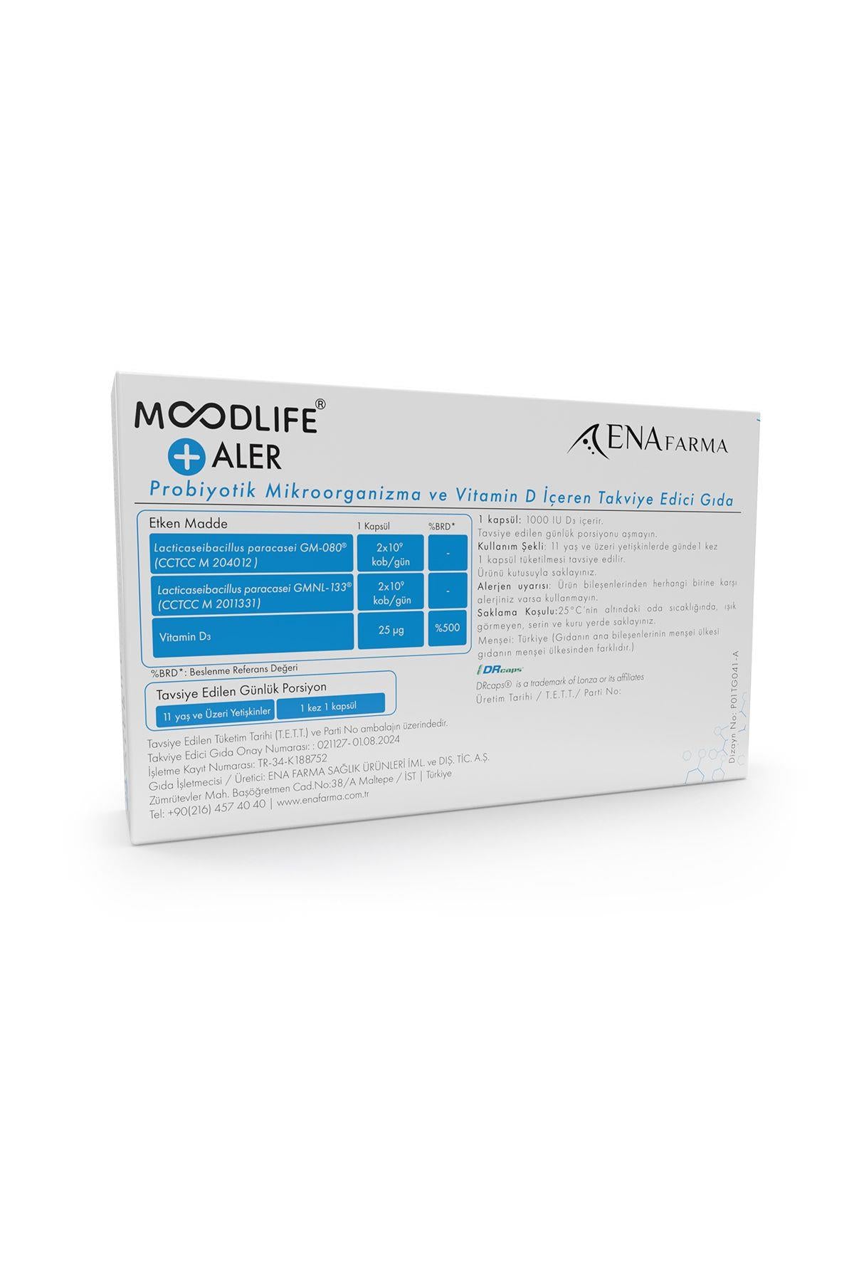 Moodlife Aler Probiyotik D Vitamin 30 Kapsül