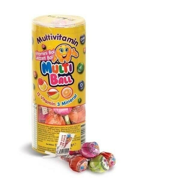 Multiball Multivitamin 12 Vitamin 3 Mineral 7gr lık 15 Adet Lolipop Şeker