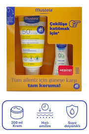 Mustela Spf50+ Yüksek Koruma Faktörlü Güneş Losyonu 200 ml + Hydrabebe Vücut Losyonu 100 ml