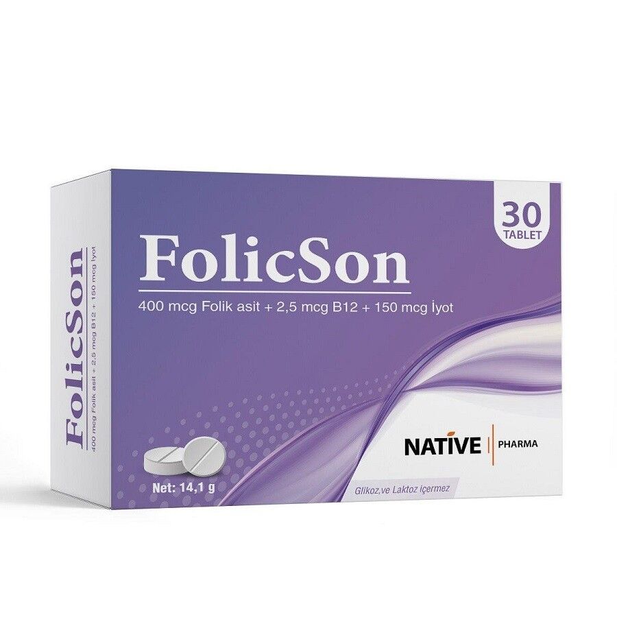 Native Folicson Folik Asit B12 Iyot 30 Tablet