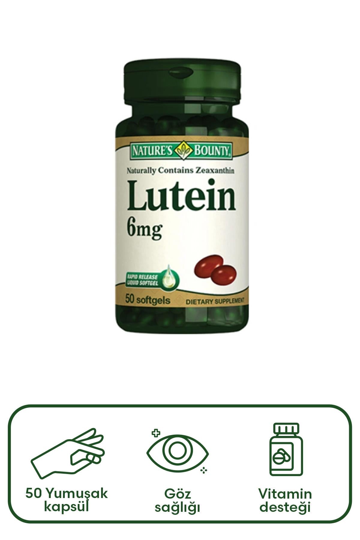 Natures Bounty Lutein 6 mg Takviye Edici Gıda 50 Kapsül