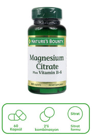 Natures Bounty Magnesium Citrate with Vitamin B6 Takviye Edici Gıda 60 Kaplet