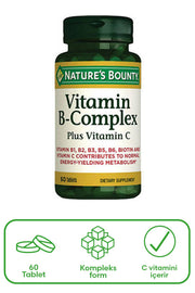 Natures Bounty Vitamin B-Complex Plus Takviye Edici Gıda 60 Tablet