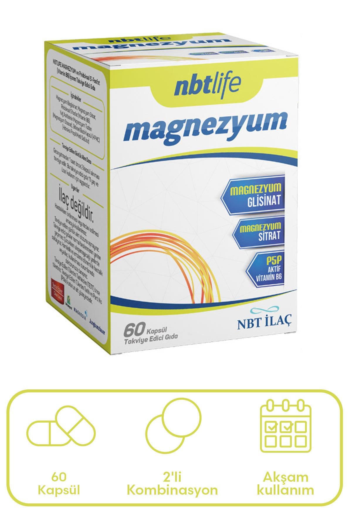 Nbt İlaç Magnezyum P5p Takviye Edici Gıda 60 Kapsül