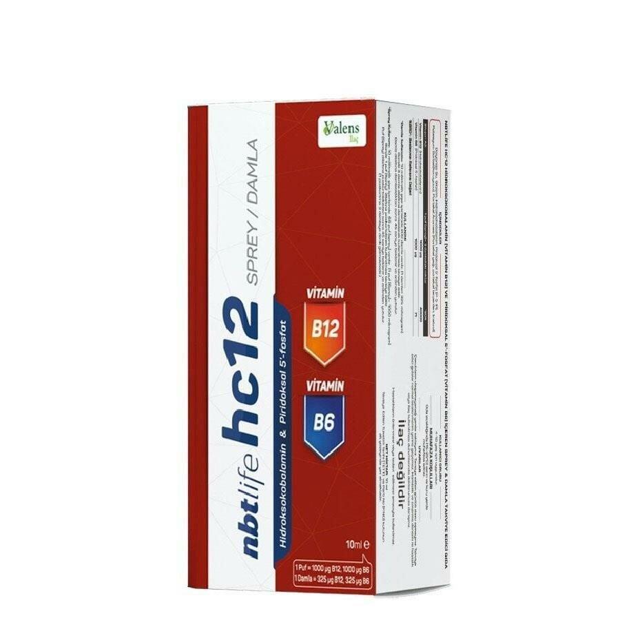 NbtLife HC12 Sprey / Damla 10ml - Hidroksikobalamin + Piridoksal 5 - Fosfat