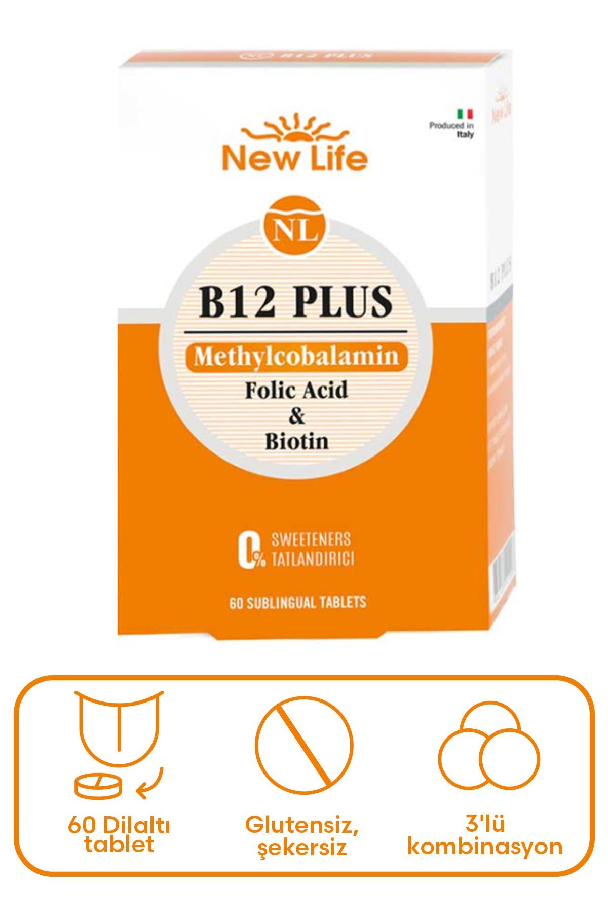 New Life B12 Plus Folik Asit ve Biotin İçeren Takviye Edici 60 Tablet
