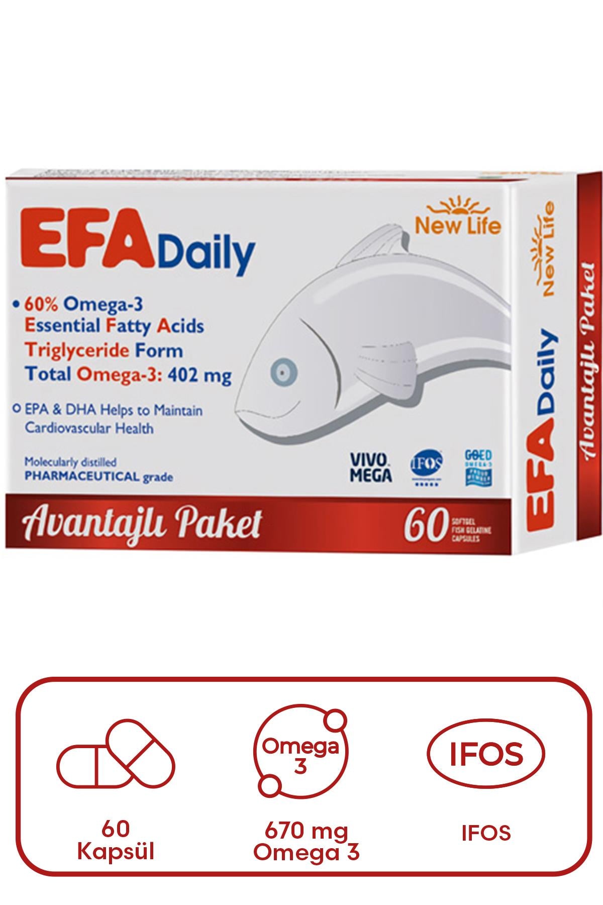 New Life EFA Daily Takviye Edici Gıda 60 Kapsül