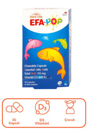 New Life EFA Pop Balık Yağı Takviye Edici Gıda 30 Çiğnenebilir Kapsül