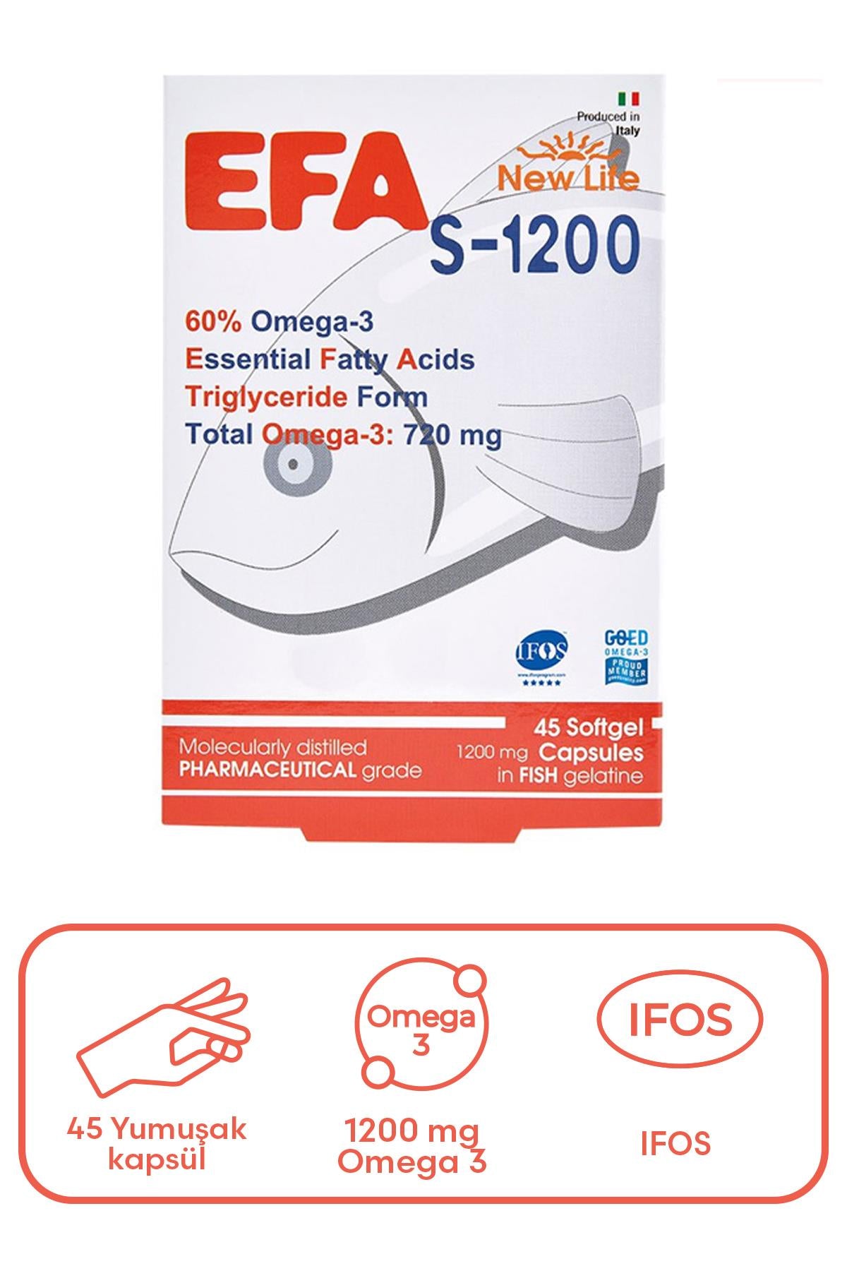 New Life S-1200 Omega 3 Takviye Edici Gıda 45 Kapsül