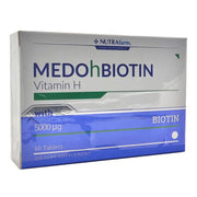 Nutrafarm Medohbiotin 5 Mg 60 Tablet (Saç, Cilt ve Tırnak Güçlendirici Vitamin) Biotin Gıda Takviyesi
