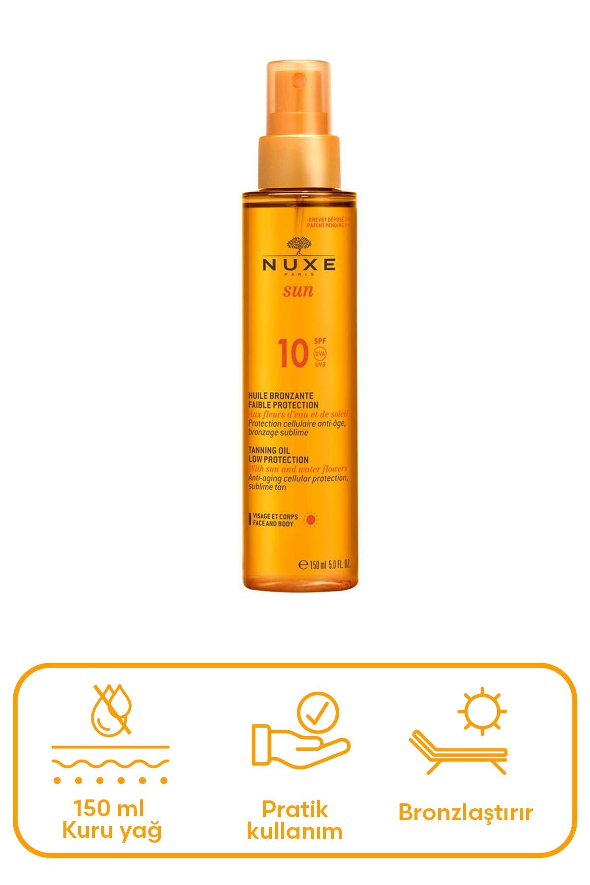 Nuxe Sun Bronzlaştırıcı Yüz ve Vücut Yağı Spf10 150ml