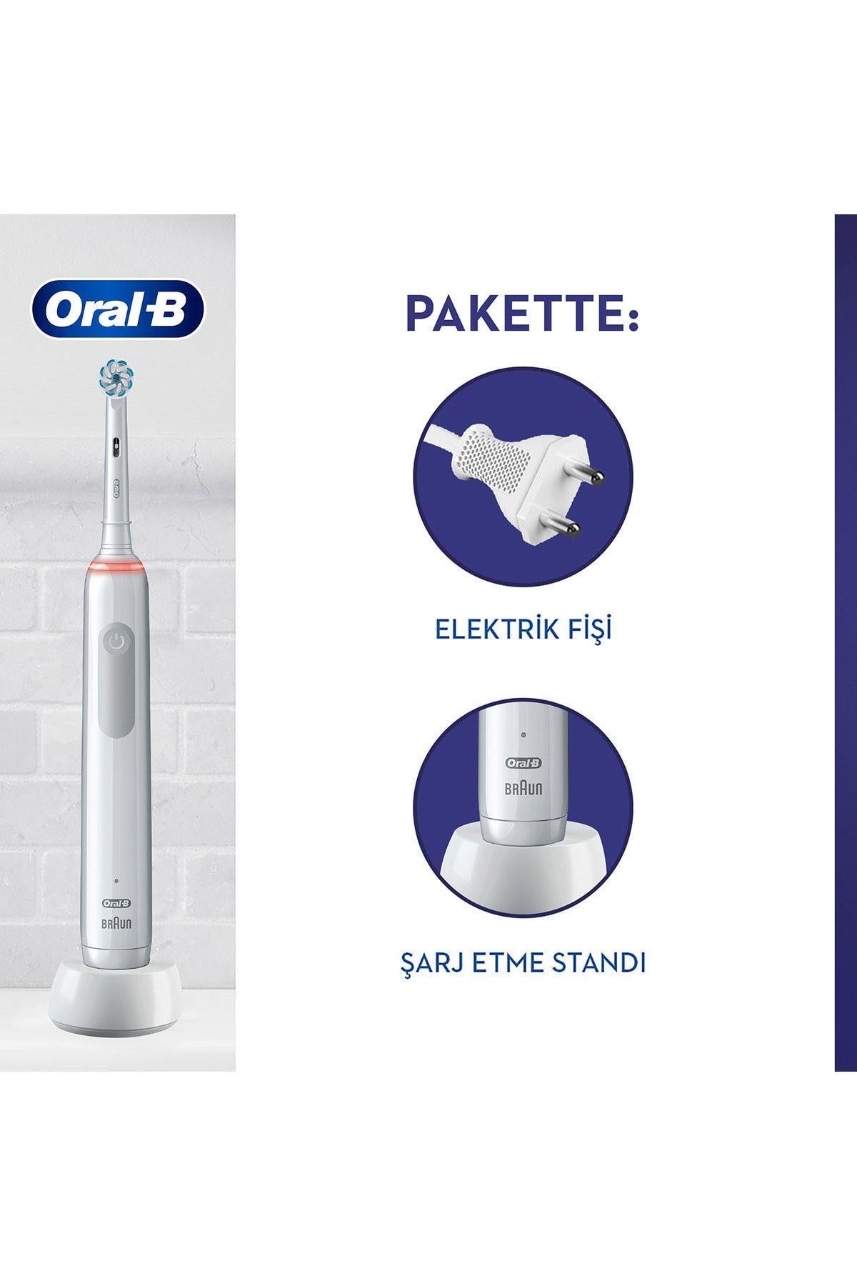 Oral-B Pro 3500 Şarj Edilebilir Diş Fırçası Beyaz + Başlık