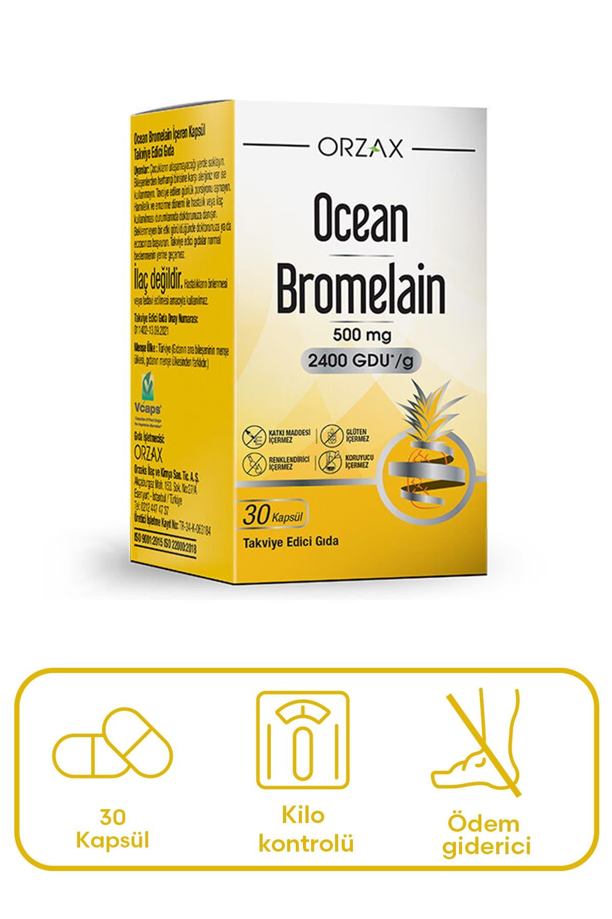 Orzax Ocean Bromelain 30 Kapsül