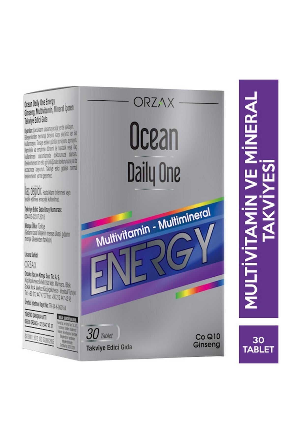 Orzax Ocean Daily One Energy 30 Tablet - Takviye Edici Gıda