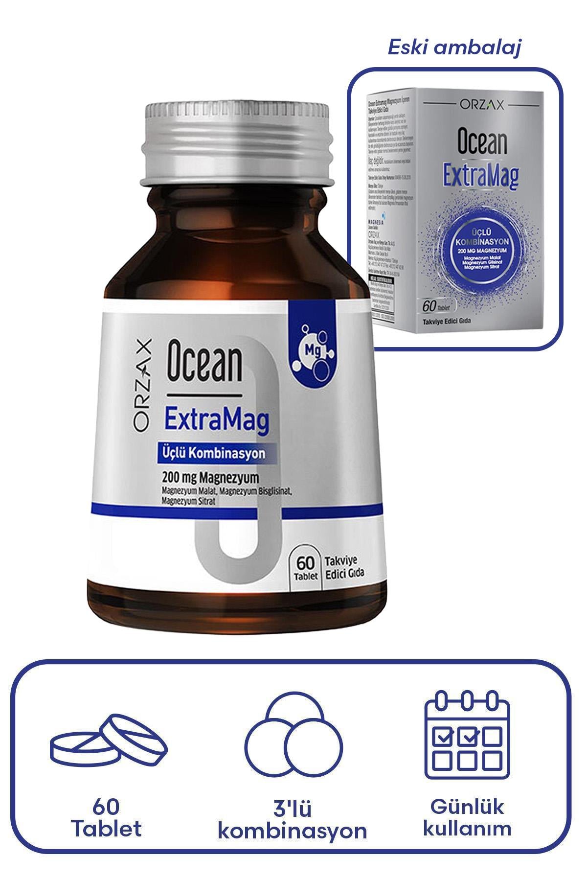 Orzax Ocean ExtraMag Üçlü Magnezyum Kombinasyonu 60 Tablet