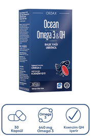 Orzax Ocean Omega 3 & QH Takviye Edici Gıda 30 Kapsül