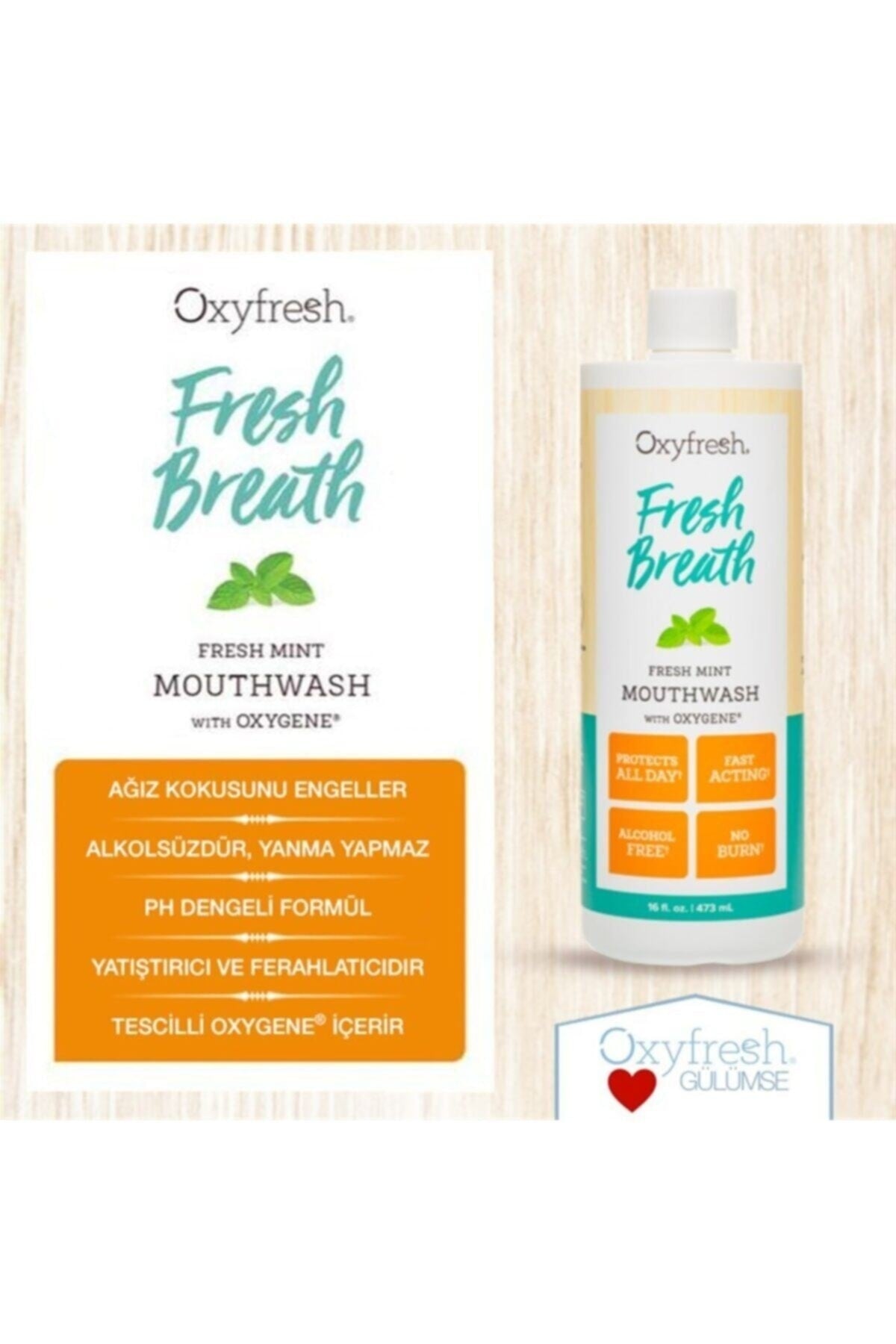 Oxyfresh Florürsüz Naneli Ağız Bakım Suyu 473 ml