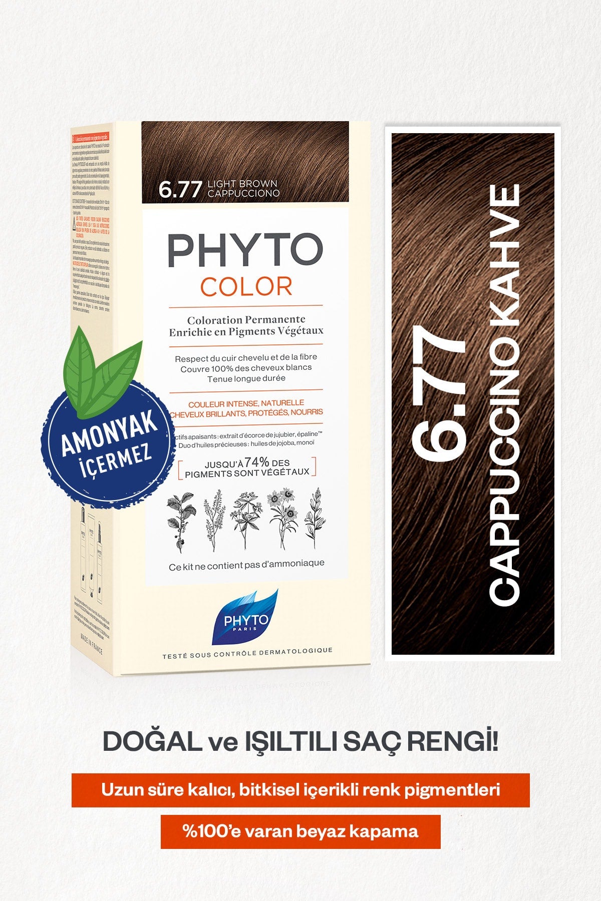 Phyto Phytocolor Bitkisel Saç Boyası - 6.77 Cappuccino Kahve