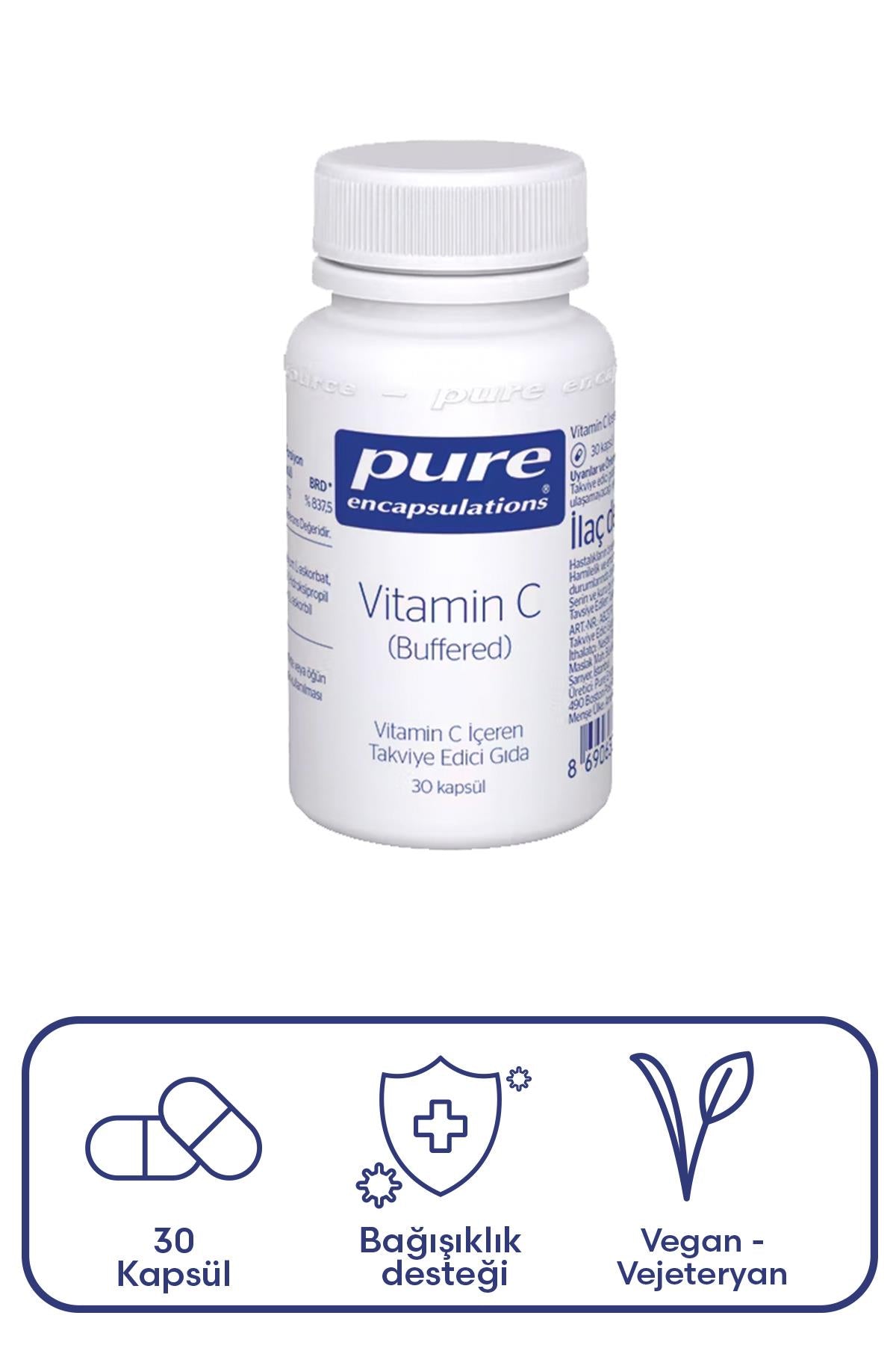 Pure Encapsulations Vitamin C Buffered 30 Kapsül