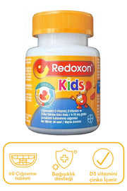 Redoxon Kids C Vitamini D Vitamini ve Çinko İçeren Çiğnenebilir Tablet 60 Adet