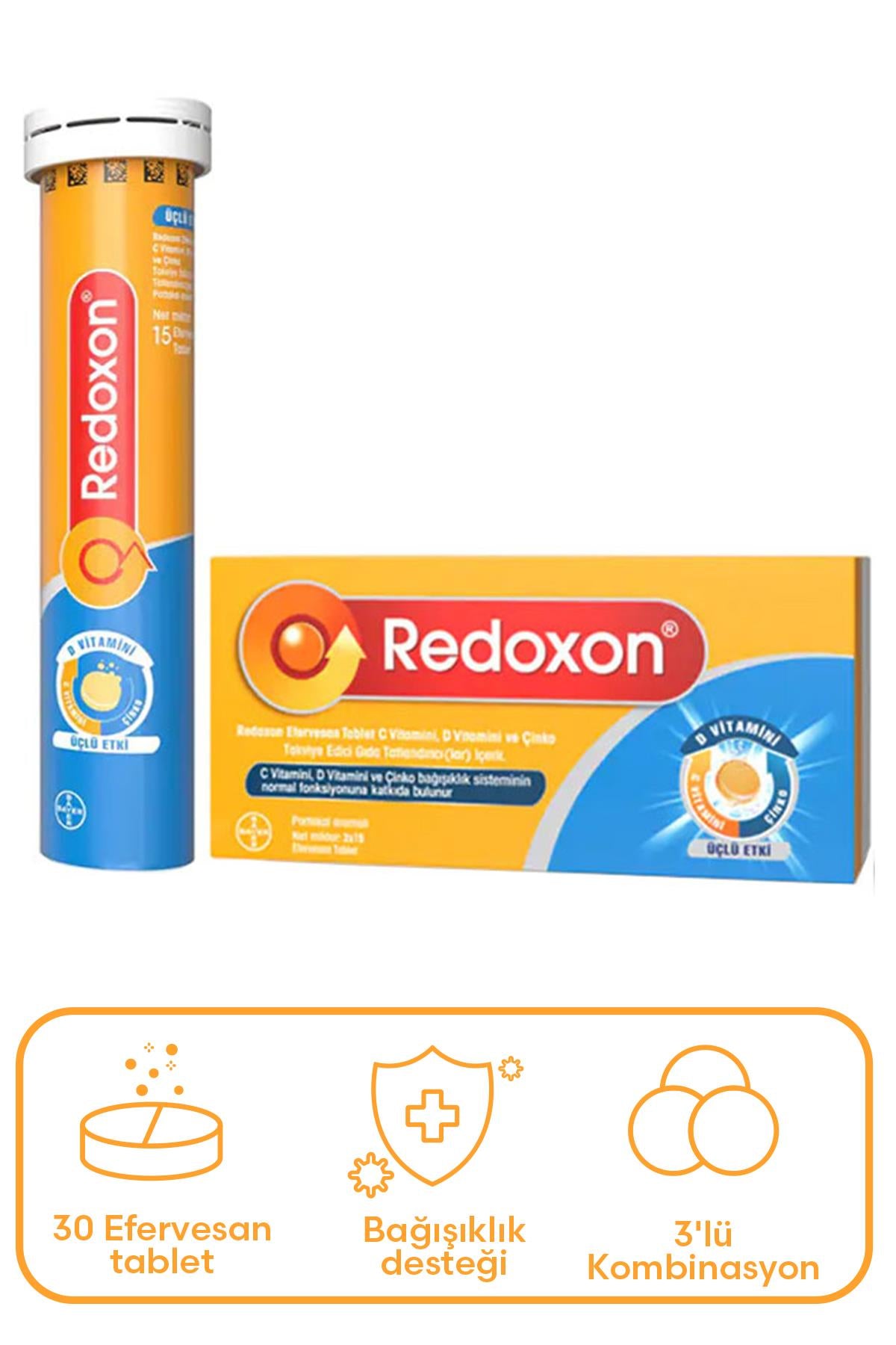 Redoxon Üçlü Etki Takviye Edici Gıda 30 Efervesan Tablet