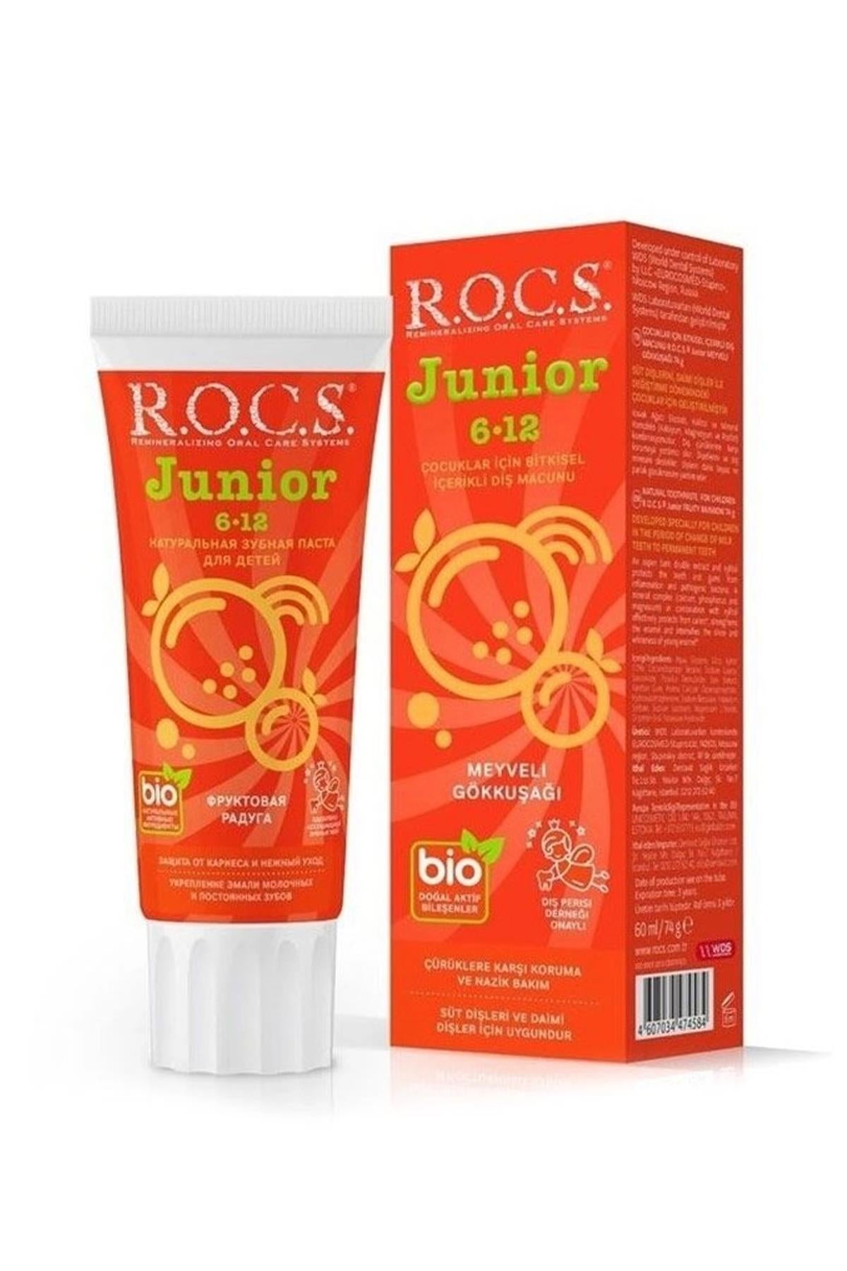Rocs Junior 6-12 Yaş Çocuklar için Diş Macunu ( Meyveli Gökkuşağı ) 60 ml
